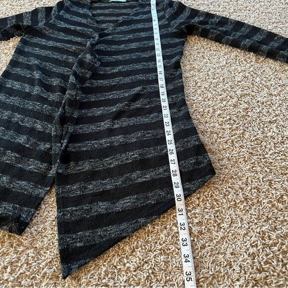 Chris & Carole Open Front Long Sleeve Lightweight Black Gray Cardigan - Picture 6 of 7